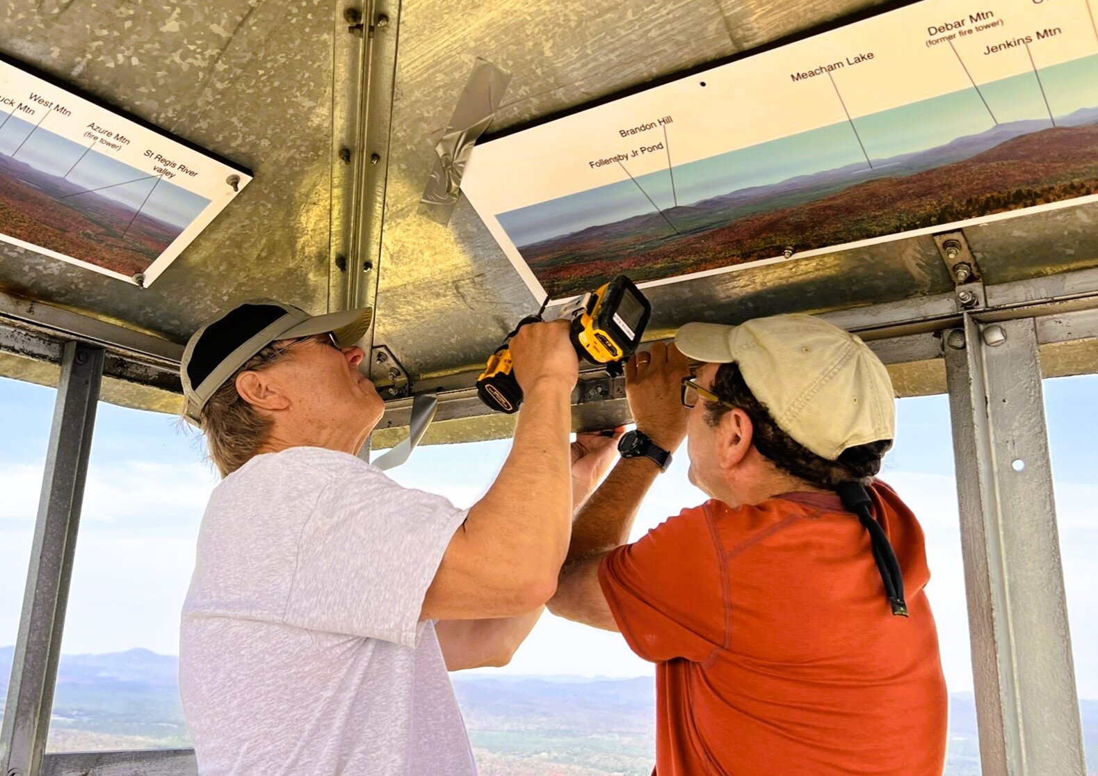 Doug and Bob drilling mounting holes